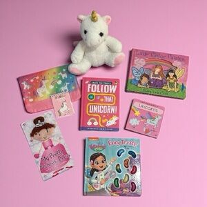 Young Learners / Toddlers Unicorn Plush Toy; Books & More - Lot of 8 Items